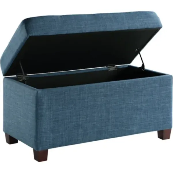 Benches & Ottomans-Kirkland's Home Cerulean Tufted Upholstered Storage Ottoman Blue
