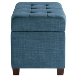 Benches & Ottomans-Kirkland's Home Cerulean Tufted Upholstered Storage Ottoman Blue
