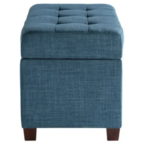 Benches & Ottomans-Kirkland's Home Cerulean Tufted Upholstered Storage Ottoman Blue