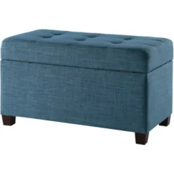 Benches & Ottomans-Kirkland's Home Cerulean Tufted Upholstered Storage Ottoman Blue