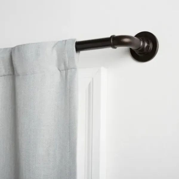 Curtains & Drapes-Kirkland's Home Chambray Blackout Roman Shade, 34 In. Blue
