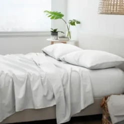 Bed Sheets-Kirkland's Home Chambray 4-Pc. Queen Bed Sheet Set White