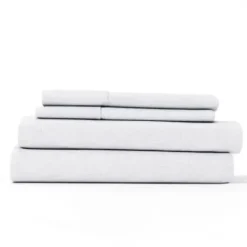 Bed Sheets-Kirkland's Home Chambray 4-Pc. Queen Bed Sheet Set White