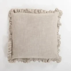 Pillows-Kirkland's Home Chambray Ruffle Edge Pillow Gray