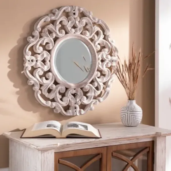 Decorative Mirrors-Kirkland's Home Champagne Abstract Wood Mirror
