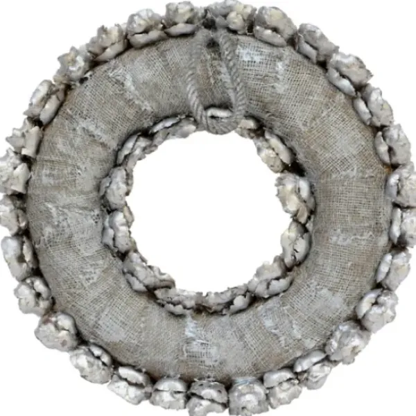 Wreaths-Kirkland's Home Champagne Dried Coco Flower Wreath, 20 In. Silver