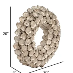 Wreaths-Kirkland's Home Champagne Dried Coco Flower Wreath, 20 In. Silver