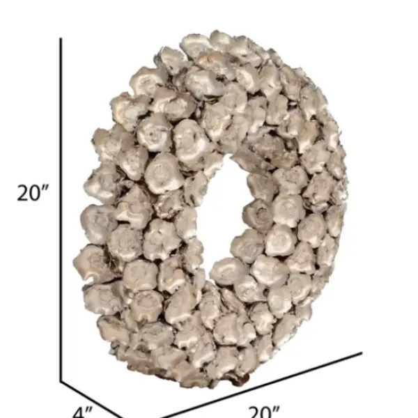 Wreaths-Kirkland's Home Champagne Dried Coco Flower Wreath, 20 In. Silver