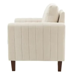 Accent Chairs-Kirkland's Home Channel Tufted Velvet Club Accent Chair Ivory