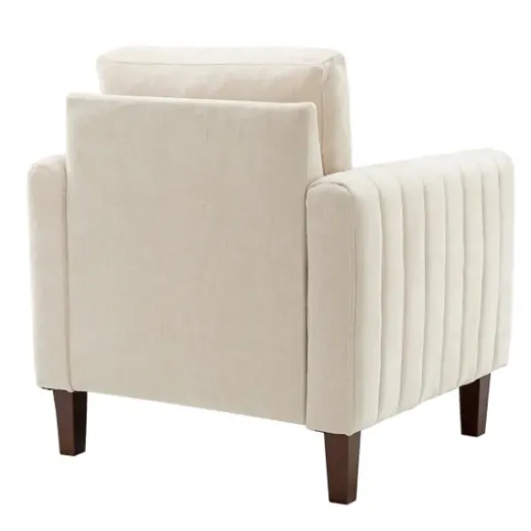 Accent Chairs-Kirkland's Home Channel Tufted Velvet Club Accent Chair Ivory