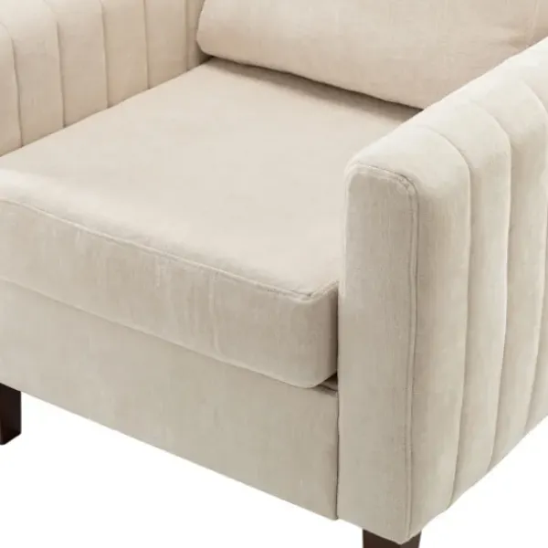 Accent Chairs-Kirkland's Home Channel Tufted Velvet Club Accent Chair Ivory