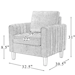 Accent Chairs-Kirkland's Home Channel Tufted Velvet Club Accent Chair Ivory