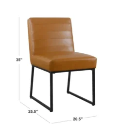 Dining Chairs-Kirkland's Home Channeled Carmel Leather Dining Chair Brown