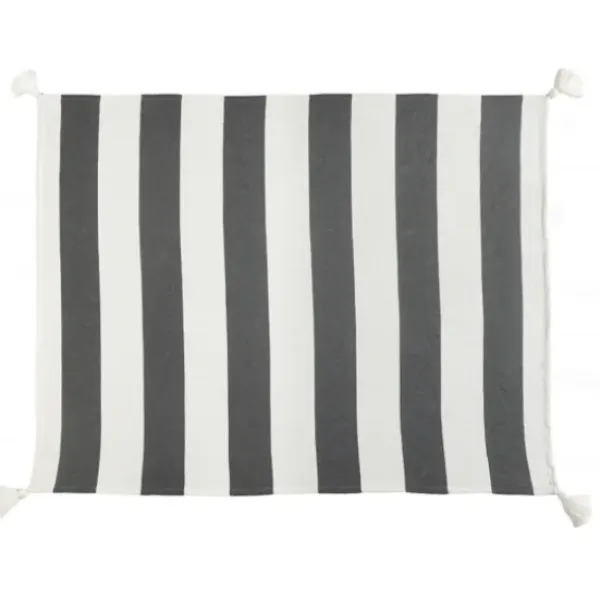 Blankets & Throws-Kirkland's Home Charcoal And White Striped Cotton Throw Gray/White