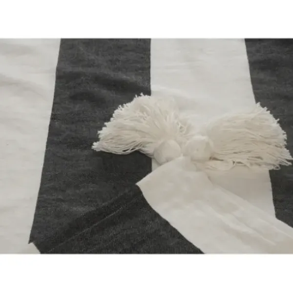 Blankets & Throws-Kirkland's Home Charcoal And White Striped Cotton Throw Gray/White