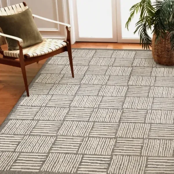 Outdoor Rugs-Kirkland's Home Charcoal Diamond Nile Indoor/Outdoor Runner, 1X7 Gray/Ivory