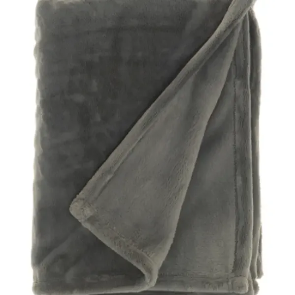 Blankets & Throws-Kirkland's Home Charcoal Faux Sheared Mink Throw Gray