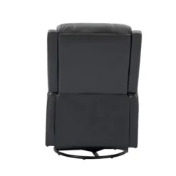 Accent Chairs-Kirkland's Home Charcoal Genuine Leather Swivel Recliner Black