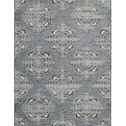 Outdoor Rugs-Kirkland's Home Charcoal Geo Lattice Outdoor Area Rug, 4X7 Gray