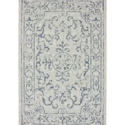 Outdoor Rugs-Kirkland's Home Charcoal Geo Lattice Outdoor Area Rug, 6X9 Gray