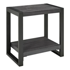 Accent & End Tables-Kirkland's Home Charcoal Industrial Metal And Wood Accent Table Gray