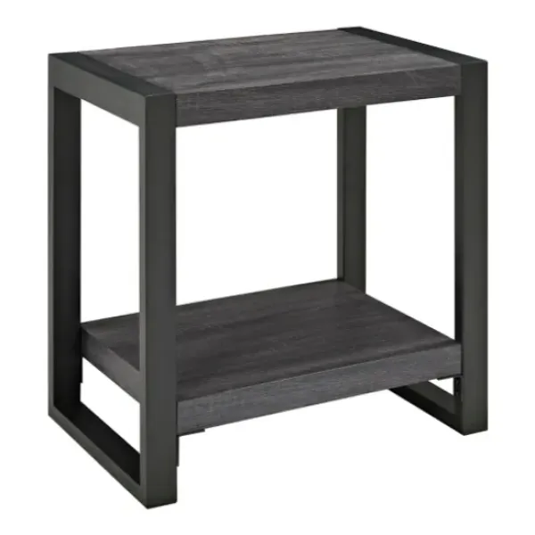 Accent & End Tables-Kirkland's Home Charcoal Industrial Metal And Wood Accent Table Gray