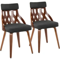 Dining Chairs-Kirkland's Home Charcoal Lattice Back 2-Pc. Dining Chair Set Gray