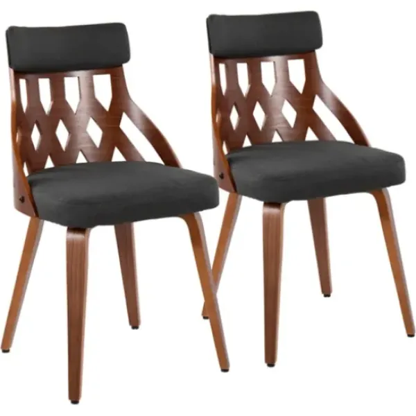 Dining Chairs-Kirkland's Home Charcoal Lattice Back 2-Pc. Dining Chair Set Gray