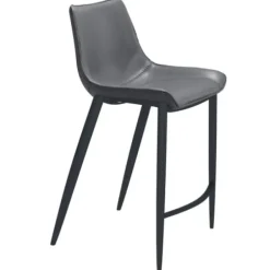 Bar Stools & Counter Height Stools-Kirkland's Home Charcoal Leather Stitch Counter Stools, Set Of 2 Gray