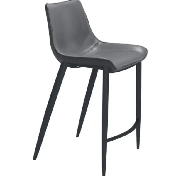 Bar Stools & Counter Height Stools-Kirkland's Home Charcoal Leather Stitch Counter Stools, Set Of 2 Gray