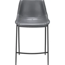 Bar Stools & Counter Height Stools-Kirkland's Home Charcoal Leather Stitch Counter Stools, Set Of 2 Gray