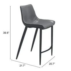Bar Stools & Counter Height Stools-Kirkland's Home Charcoal Leather Stitch Counter Stools, Set Of 2 Gray