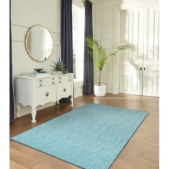 Outdoor Rugs-Kirkland's Home Charcoal Linear Macy Indoor/Outdoor Area Rug, 4X7 Black