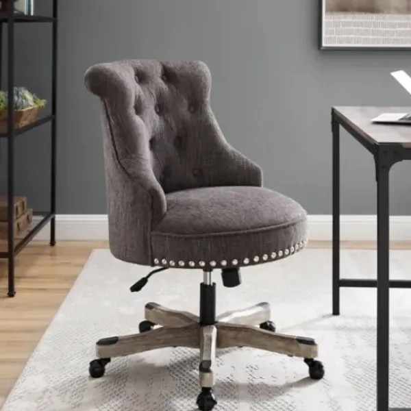 Office Furniture-Kirkland's Home Charcoal Miller Tufted Office Chair Gray