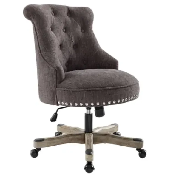 Office Furniture-Kirkland's Home Charcoal Miller Tufted Office Chair Gray
