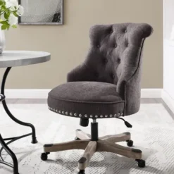 Office Furniture-Kirkland's Home Charcoal Miller Tufted Office Chair Gray