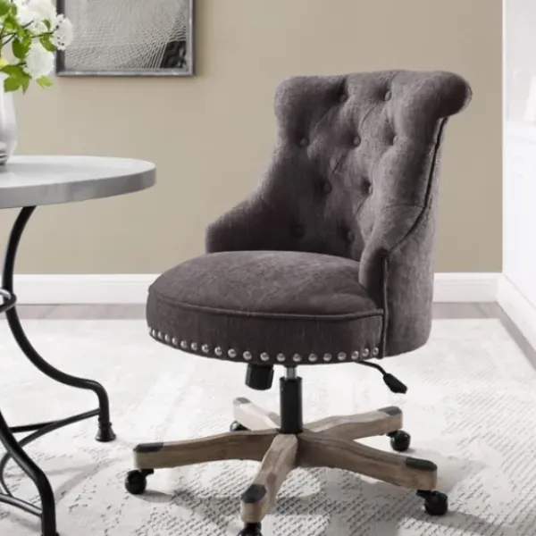 Office Furniture-Kirkland's Home Charcoal Miller Tufted Office Chair Gray