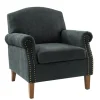 Accent Chairs-Kirkland's Home Charcoal Nailhead Trim Armchair Gray