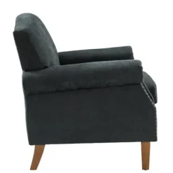 Accent Chairs-Kirkland's Home Charcoal Nailhead Trim Armchair Gray