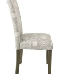 Dining Chairs-Kirkland's Home Charcoal Square Highback Dining Chairs, Set Of 2 Gray/Ivory
