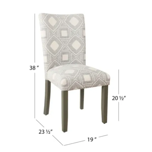 Dining Chairs-Kirkland's Home Charcoal Square Highback Dining Chairs, Set Of 2 Gray/Ivory
