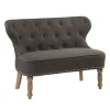 Sofas & Loveseats-Kirkland's Home Charcoal Tufted Upholstered Settee Gray