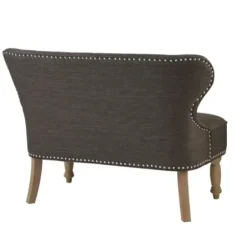 Sofas & Loveseats-Kirkland's Home Charcoal Tufted Upholstered Settee Gray