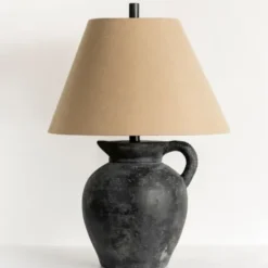 Table Lamps-Kirkland's Home Charcoal Vase Table Lamp Tan