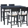 Dining Sets-Kirkland's Home Charcoal Wood Upholstered 5-Pc. Dining Set Gray