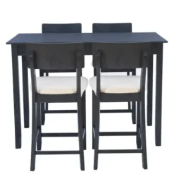 Dining Sets-Kirkland's Home Charcoal Wood Upholstered 5-Pc. Dining Set Gray