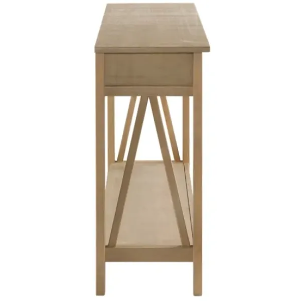 Console Tables-Kirkland's Home Charleston Rustic Gray Console Table With Shelf
