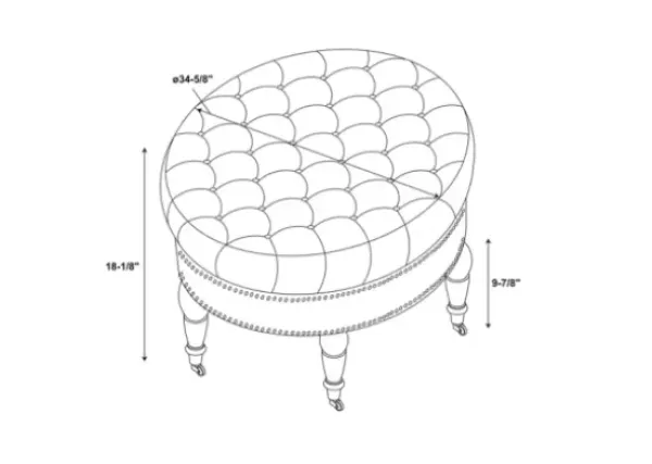 Benches & Ottomans-Kirkland's Home Charlotte Tufted Round Charcoal Ottoman Gray