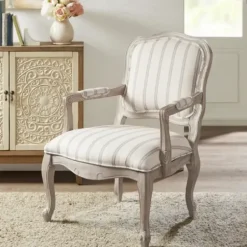 Accent Chairs-Kirkland's Home Chaucer Stripe Accent Chair Tan