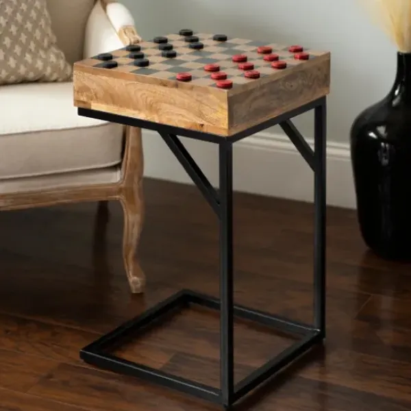 Accent & End Tables-Kirkland's Home Checkerboard C-Table Brown/Black